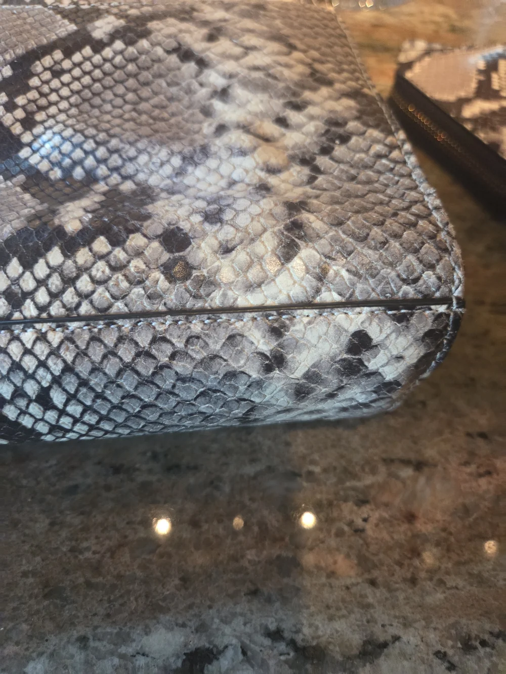 Tory Burch Snake-Print Chain Crossbody Bag And Wallett in Gray